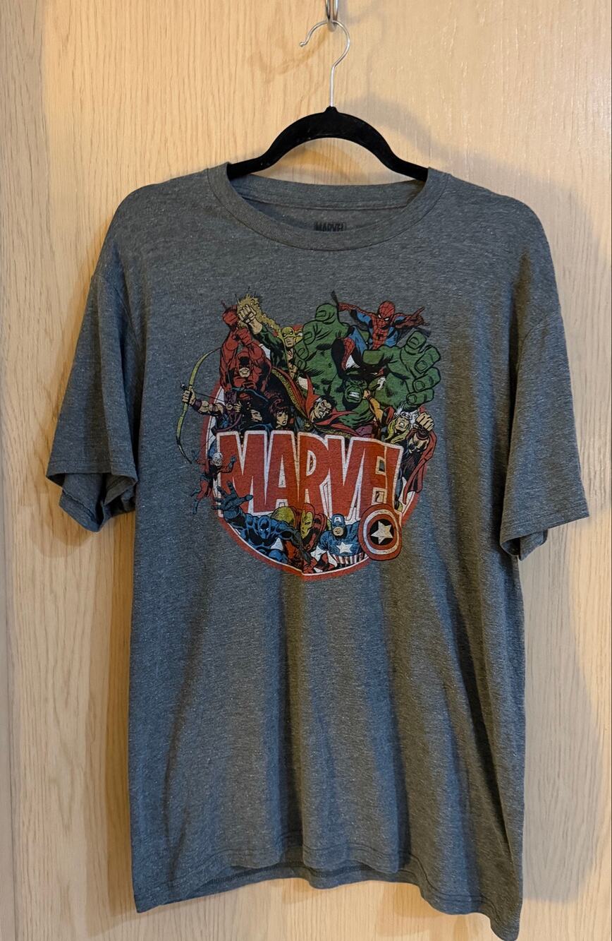 Marvel Comics Superhero Graphic T-Shirt Gray Men’s Large